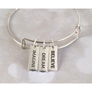 Imagine Dream Believe Charm Bracelet Motivational Inspirational Gift